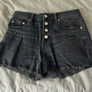 Black Button Up Jean Shorts